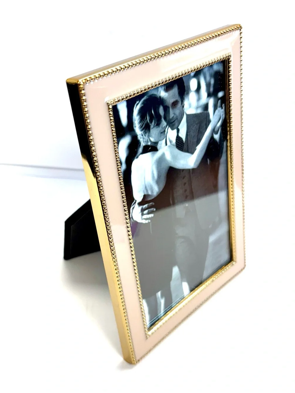 Tahari Home Picture Frame 4 x 6 Peach & Gold Beaded Trim Metal  F461010